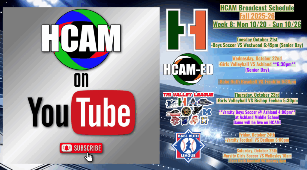 HCAM Hiller Fal 25-26 Week 8 Broadcast Schedule w changes